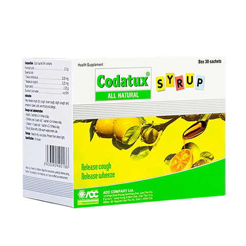 Codatux Syrup gói, hỗ trợ giảm ho, viêm họng  Hộp 30 gói