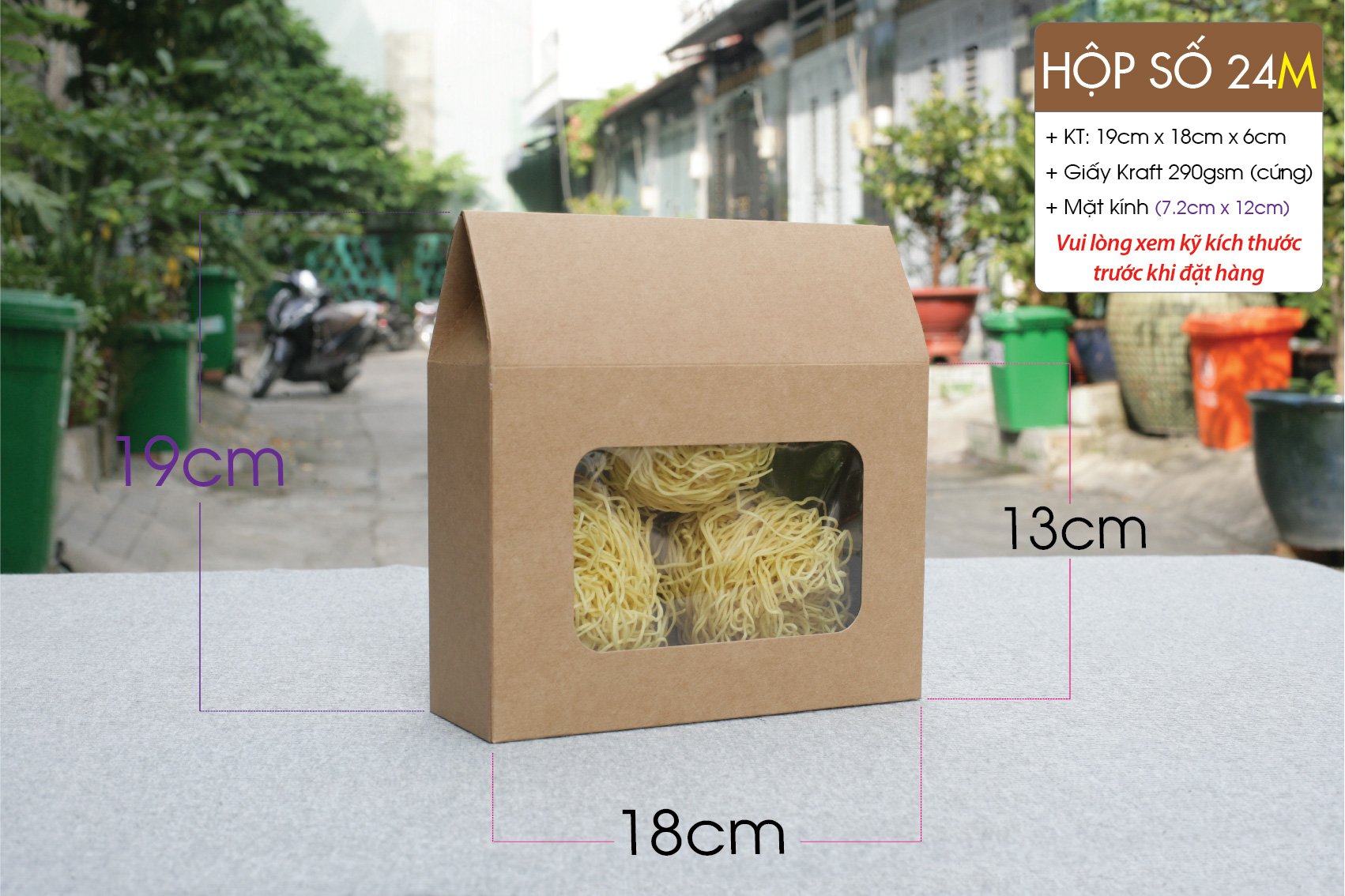 50 cái Hộp số 24 Size M - Hộp giấy kraft đựng nông sản quà tết bánh mứt thực phẩm