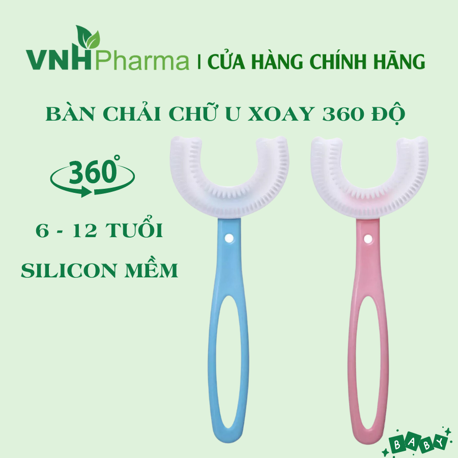 Bàn chải chữ U mềm 360 độ cho bé 2 - 12 tuổi