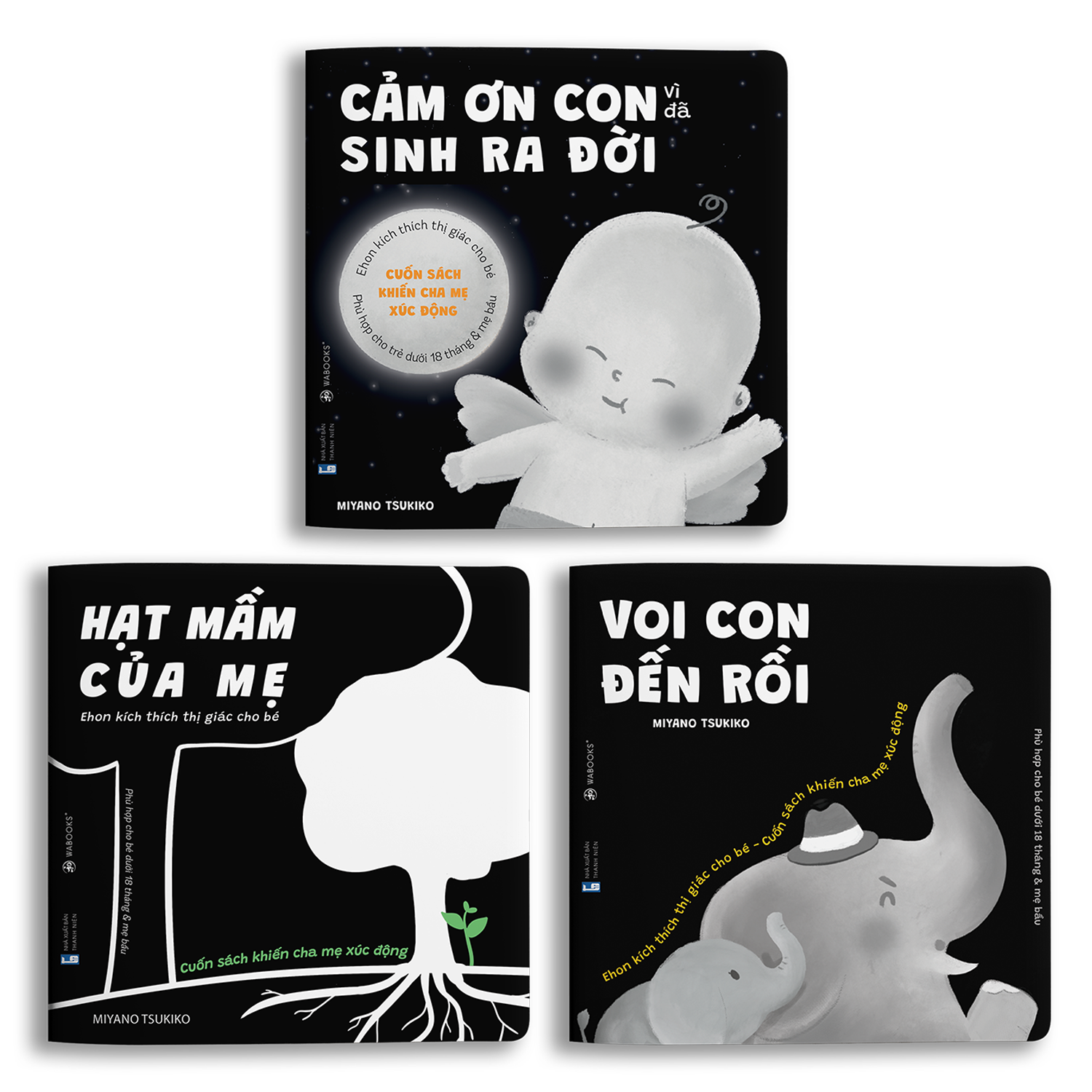 Sách Ehon CẢM ƠN CON - Dành cho trẻ dưới 18 tháng và mẹ bầu - Sách tranh kích thích thị giác cho bé