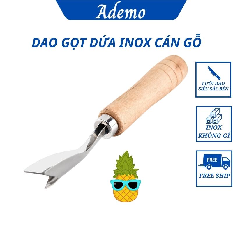 Dao gọt mắt dứa inox cán gỗ - Dụng cụ gọt mắt khóm thơm nhanh chóng an toàn tiện lợi