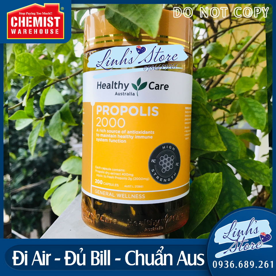 Keo ong healthy care propolis 2000 - 200 viên 2000mg 💙 chuẩn chemist warehouse - úc 💙 linhsstore