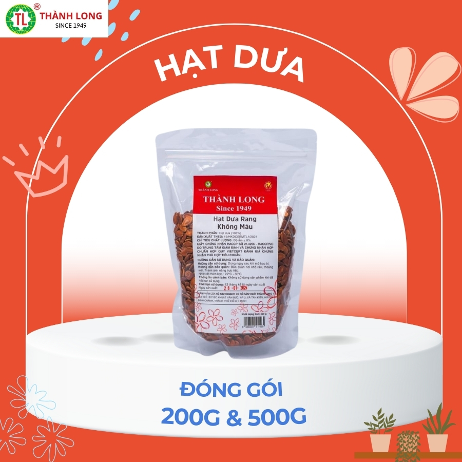 Hạt dưa tết 100% không màu, sạch rang mộc thành long 500gr /200gr - việt nam