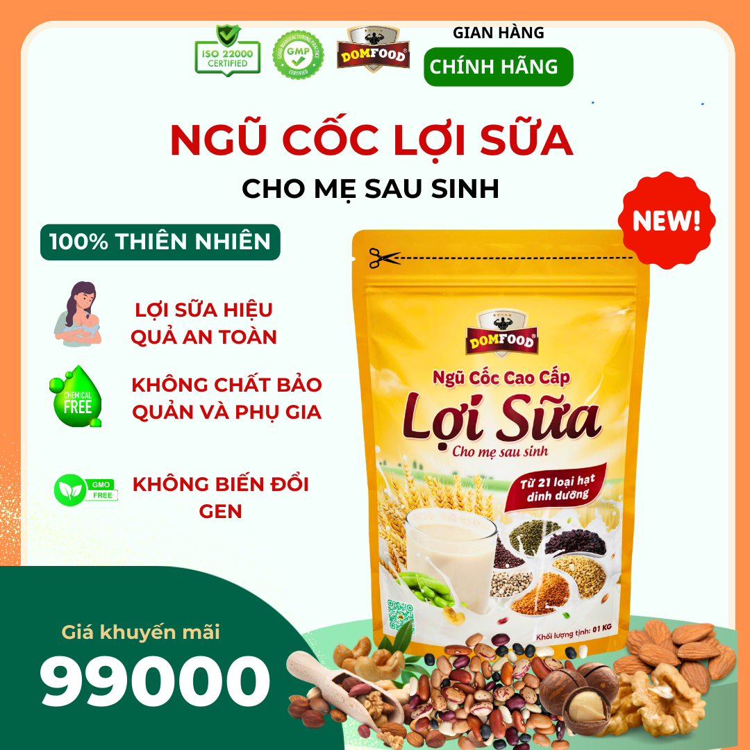 Bột ngũ côc lợi sữa túi 01 kg - gồm 15 loại hạt, cam kết sữa về ướt áo