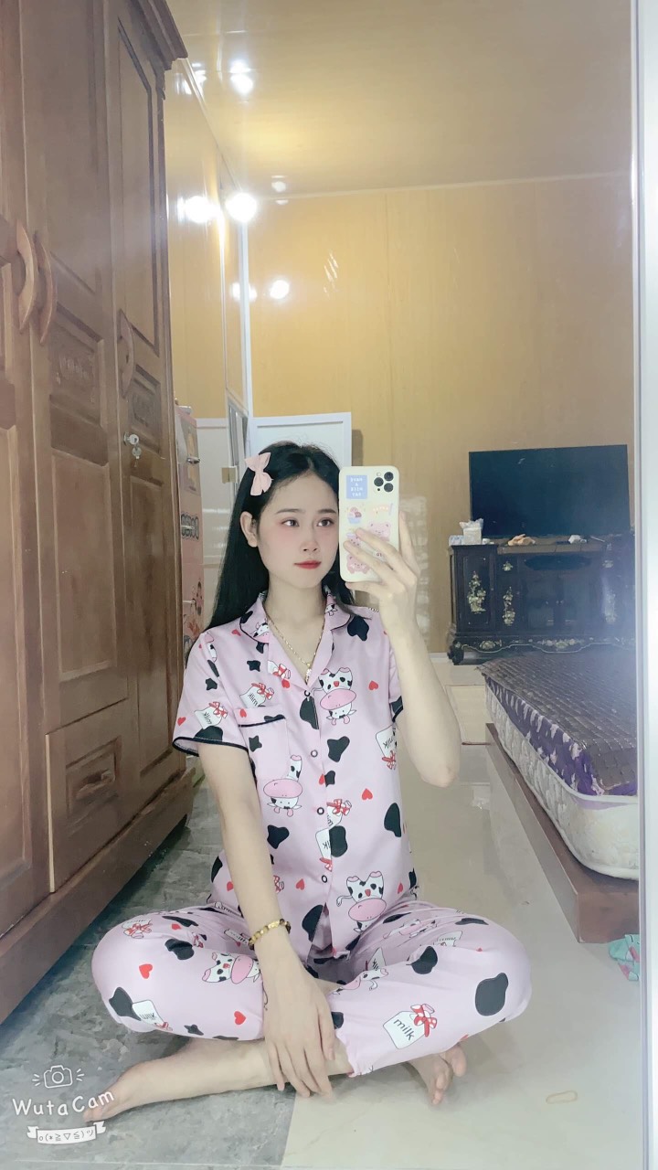 Bộ pijama tay ngắn quần dài kate full viền size 45-55kg