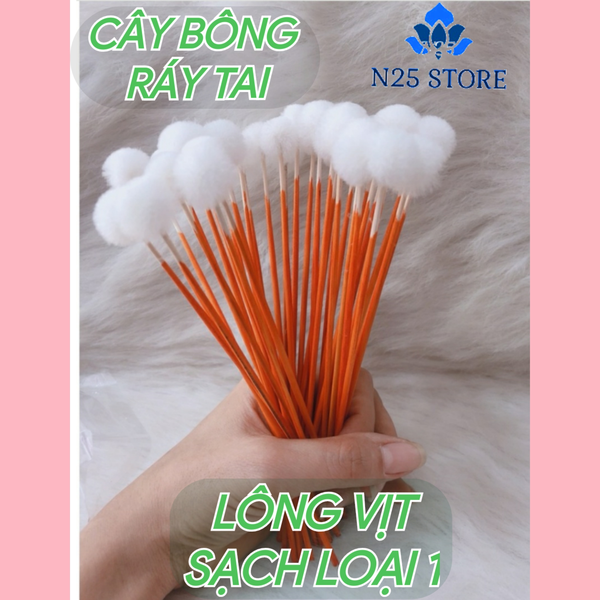 Bông ráy tai bằng chất liệu gỗ hương và lông vịt sạch