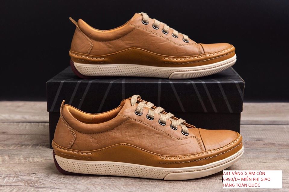 giầy thể thao da bò thật cao cấp, cao su đúc siêu bền,da đc khâu âm vào đế,đc bôi lớp keo chống nước bên ngoài cực kỳ chắc chắn