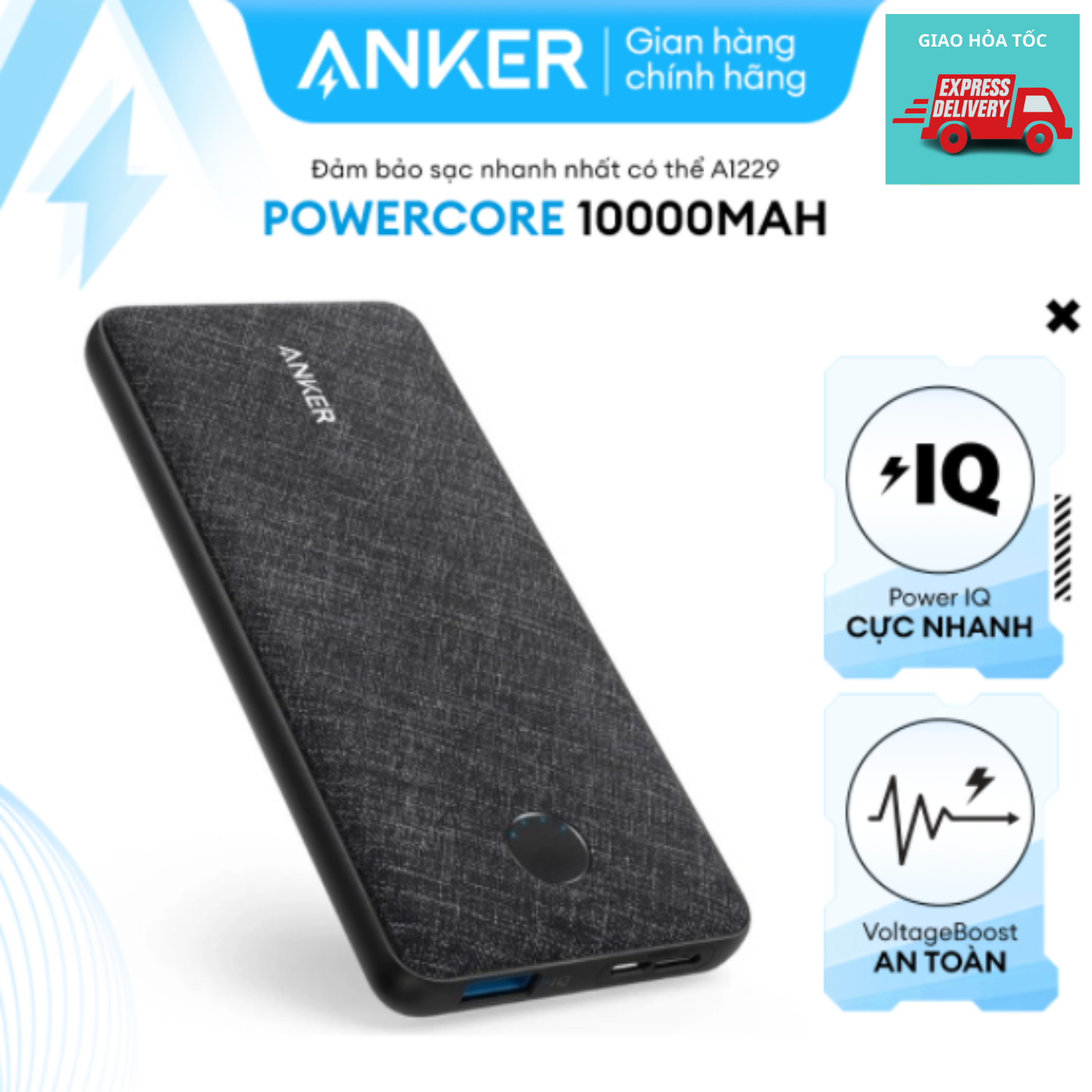 Sạc dự phòng anker a1229 a1223 đen new