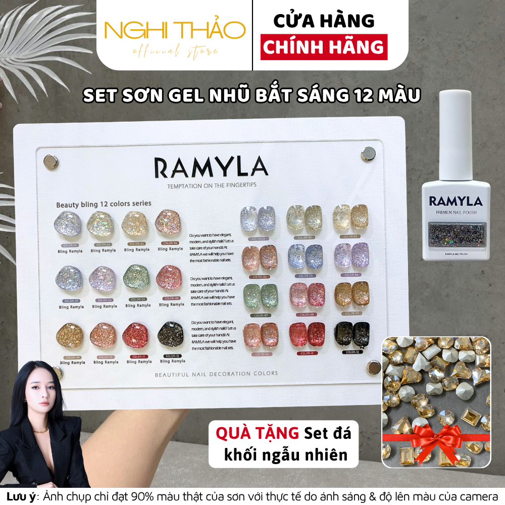  Set sơn gel nhũ bắt sáng RAMYLA 12 màu Nghi Thảo 