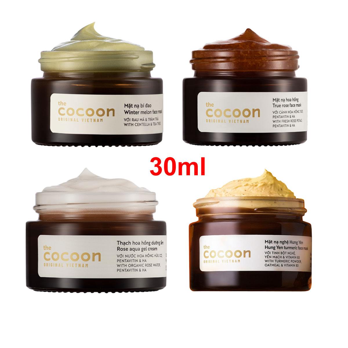 Mặt nạ dưỡng da cocoon Bí đao - Hoa hồng - Thạch Hoa Hồng - Mặt nạ nghệ Hưng Yên Cocoon 30ml