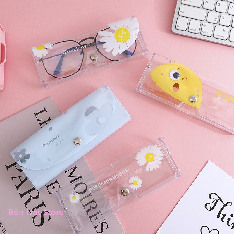 [HCM]Hộp Mắt Kính Trong Suốt Cute Chất Liệu PVC-Màu Ngẫu Nhiên