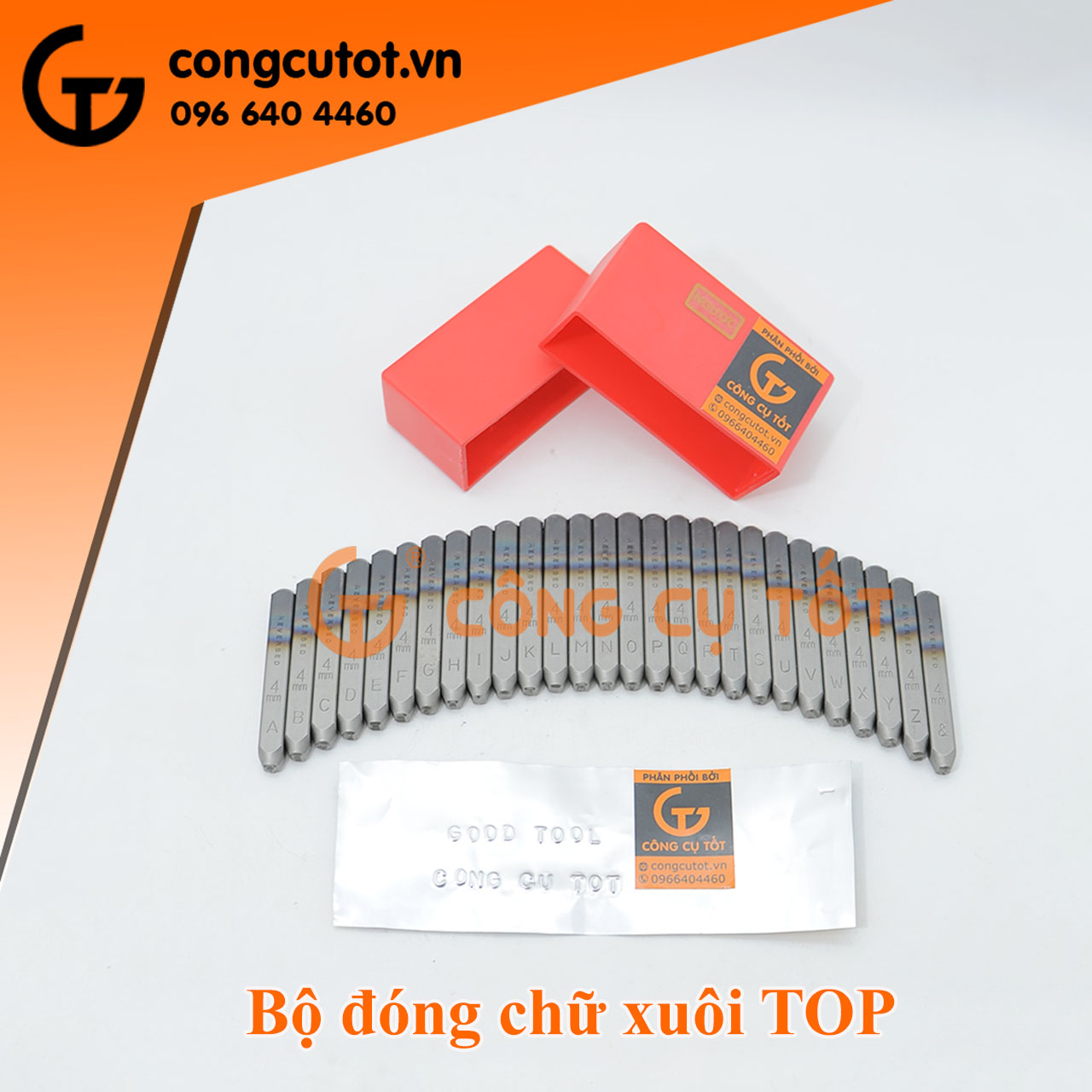 Bộ đóng chữ xuôi top đài loan các cỡ 6-12 mm