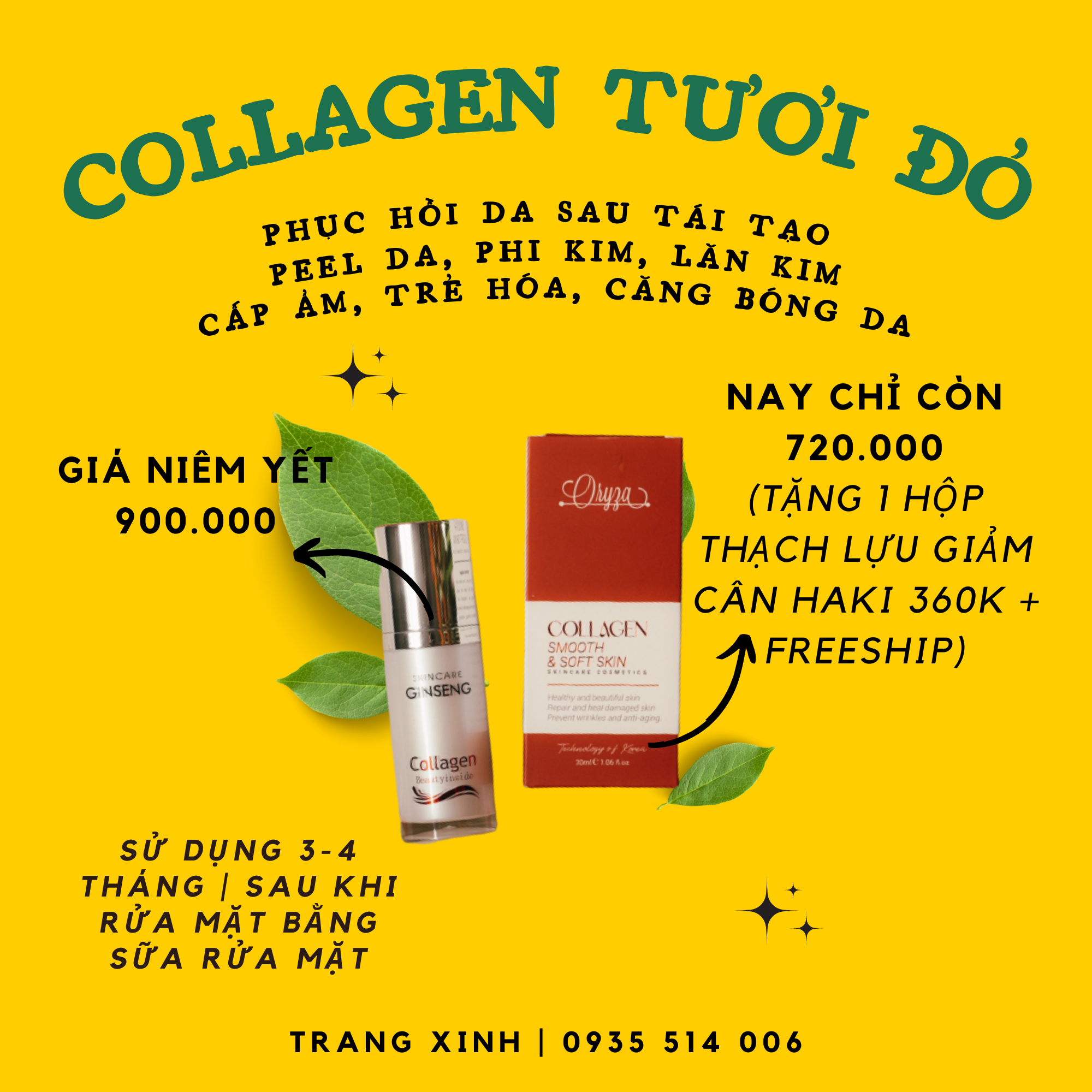 Collagen tươi đỏ phục hồi, dưỡng căng bóng da 30ml