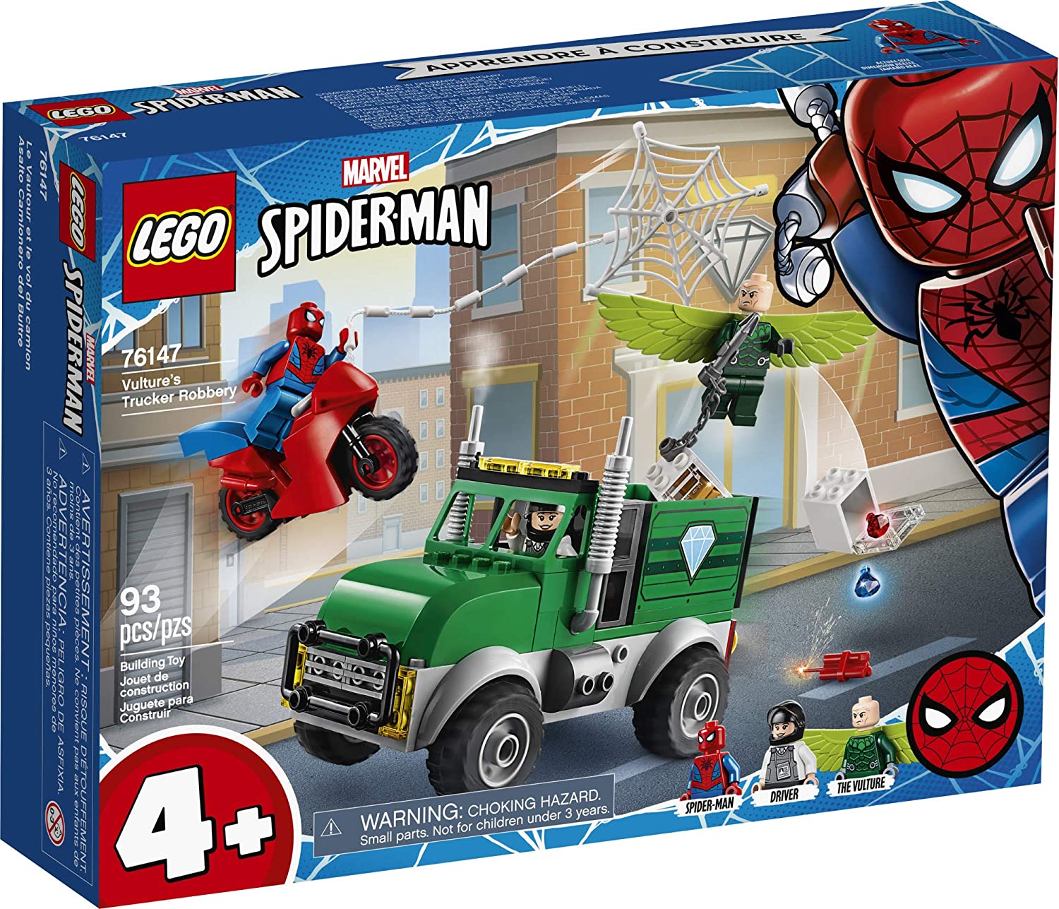 Official】LEGO Bộ đồ chơi Marvel Spiderman Condor Truck Driver Robbery 76147  với đồ chơi xe tải ngân hàng có thể xây dựng và hình siêu anh hùng mini,  mới năm 2020 (93