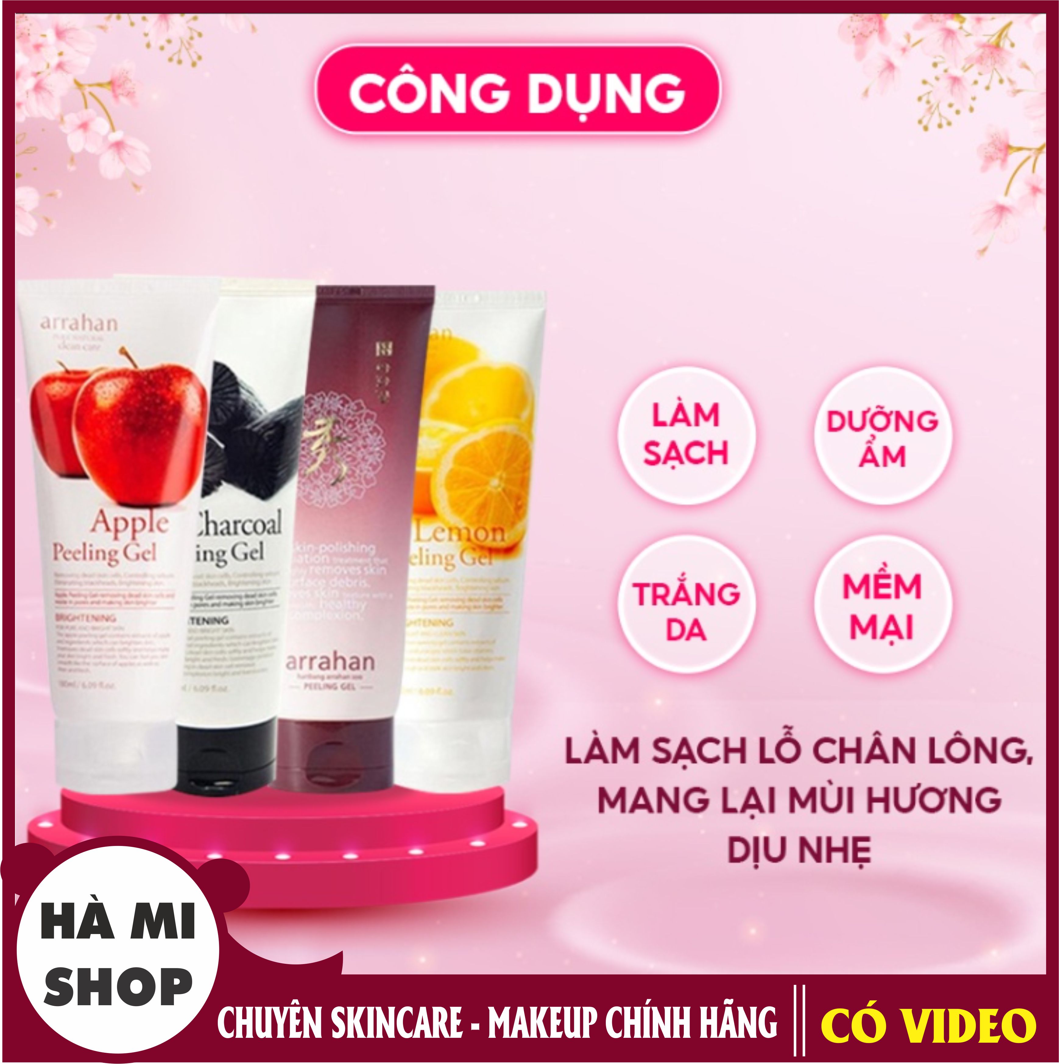 Tẩy tế bào chết da mặt arrahan peeling gel hàn quốc 180ml, tẩy da chết arrahan