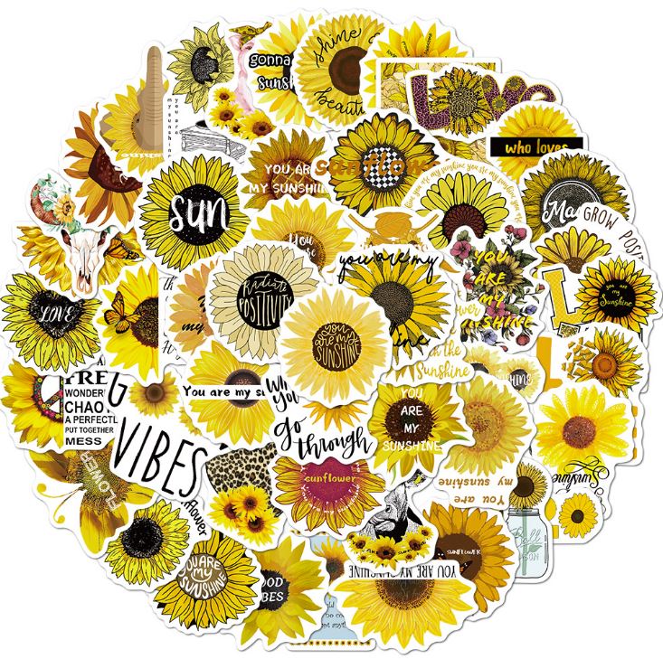 [HCM]Bộ Sticker HOA HƯỚNG DƯƠNG decal hình dán chống nước trang trí xe laptop nón bảo hiểm vali #128