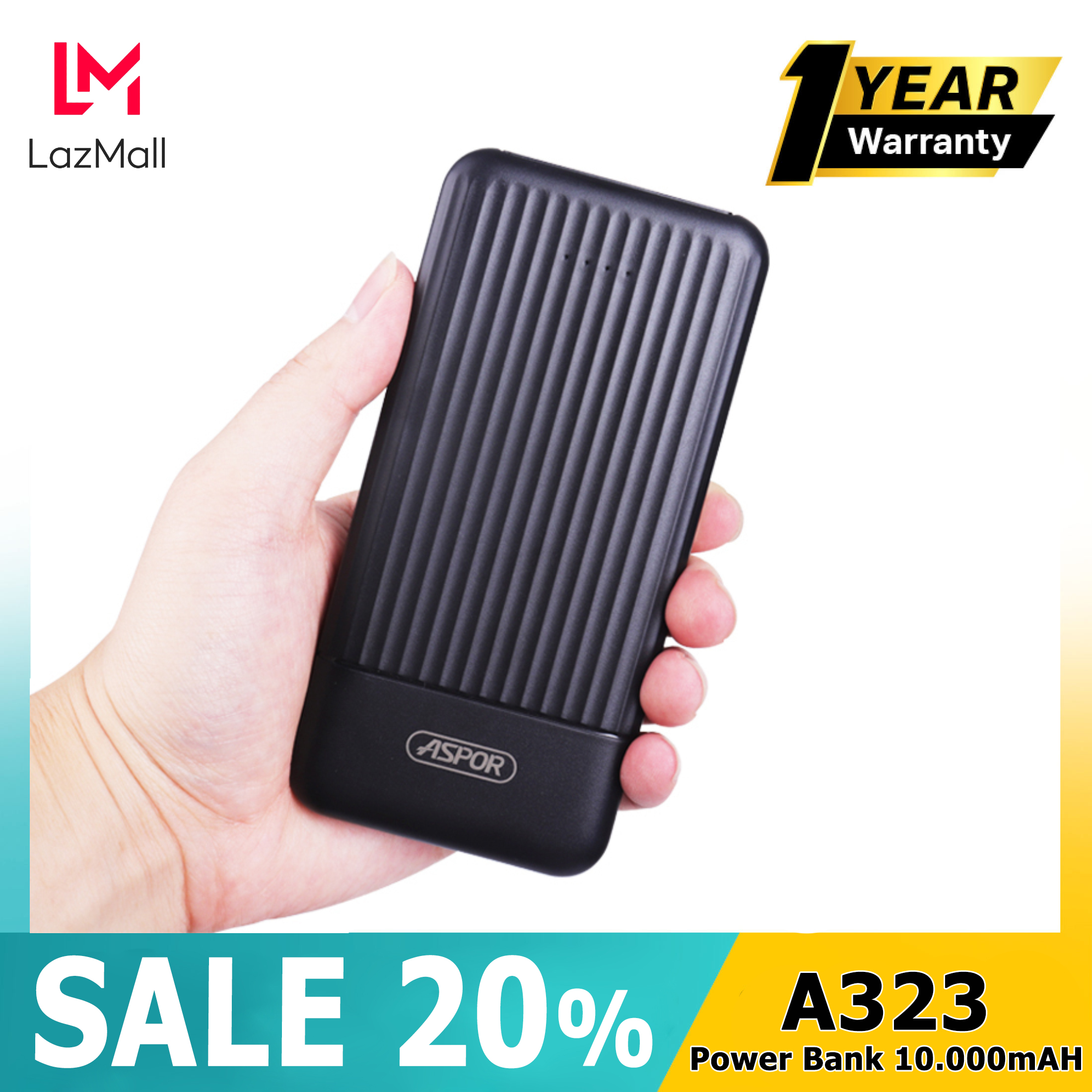 ASPOR A323 - BẢO HÀNH 12 THÁNG 1 ĐỔI 1 - Pin dự phòng 10.000mAH mini nhỏ gọn giá rẻ - Sạc pin dự phòng chính hãng dung lượng cao đảm bảo an toàn - Sạc du phong dung lượng đủ có đèn LED báo .