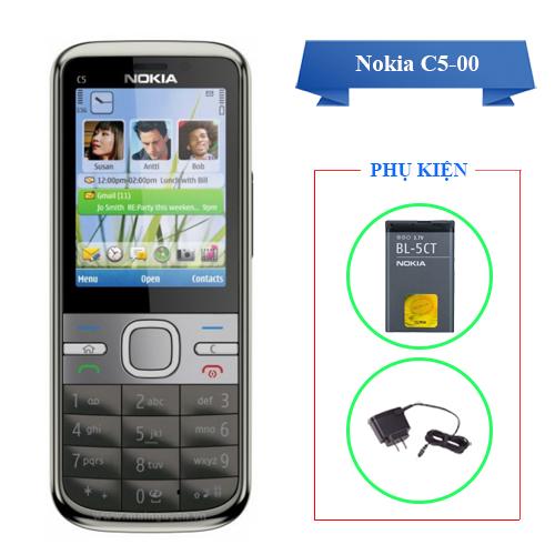 [HÀNG CHÍNH HÃNG - BẢO HÀNH 1 NĂM]  Điện thoại Nokia C5 00 siêu đẹp kiểu dáng nhỏ gọn nghe gọi to rõ có 3G để lướt web, chơi game JAVA
