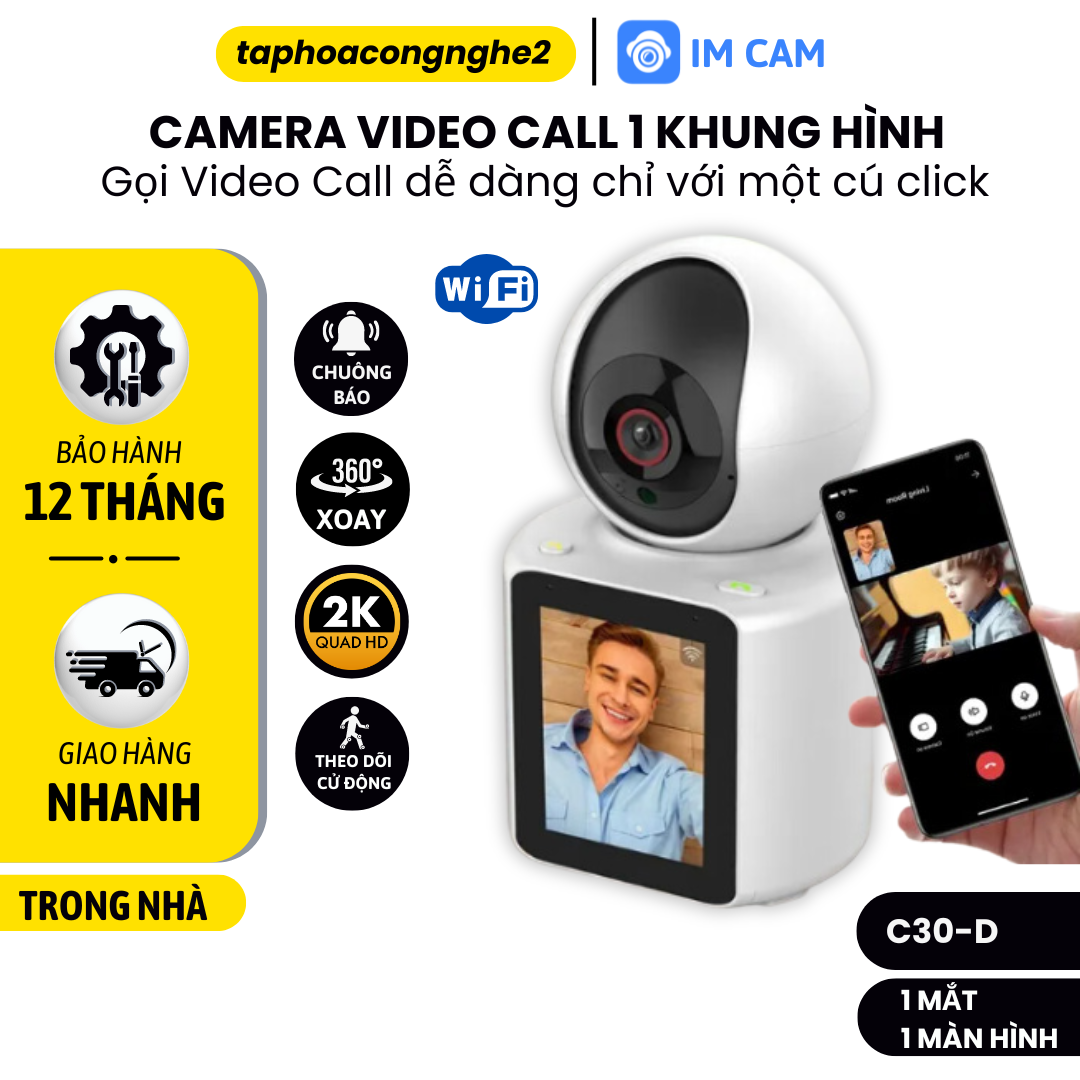 Camera Wifi YOOSEE/IMCAM Gọi Video Màn Hình IPS 1.7inch - Camera 2 Mắt Xem 2 Màn Hình Cùng Lúc Xoay 360 Độ, Xem Đêm Có Màu, Theo Dõi Chuyển Đổi Thông Minh