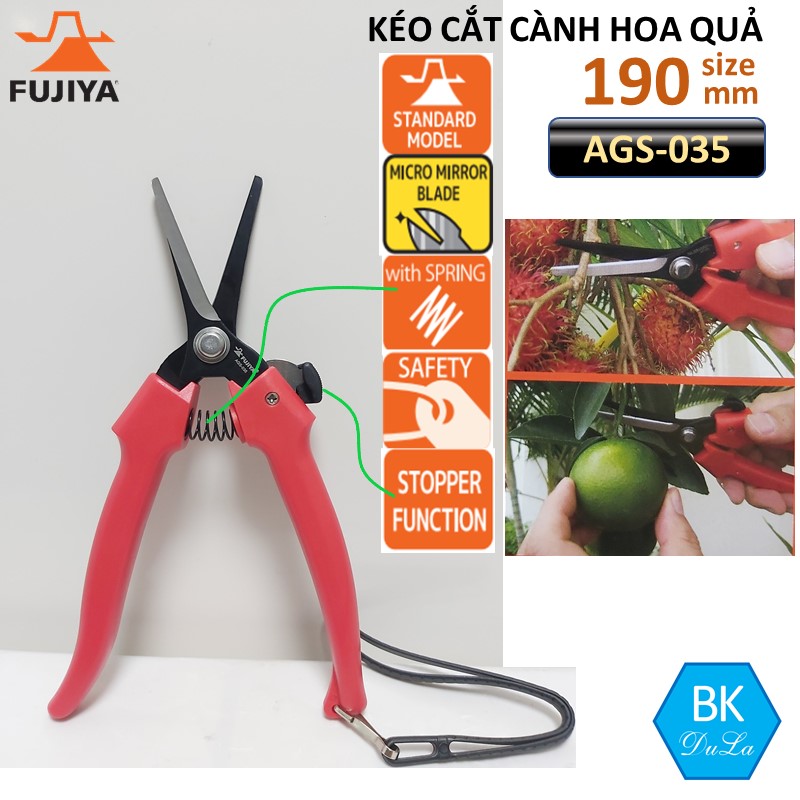 Kéo cắt cành hoa quả 190mm thương hiệu Nhật Fujiya AGS-035