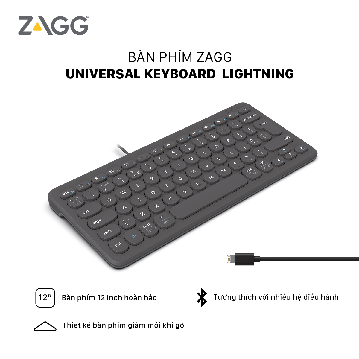 Bàn phím ZAGG Universal Keyboard Lightning - Hàng chính hãng
