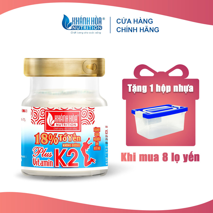 Nước Yến Sào 18% Tổ Yến Không Đường/ Đường Phèn Bổ Sung Vitamin K2 - Khánh Hòa Nutrition - Lọ 70ml