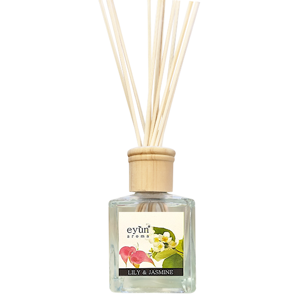 [HCM]Bộ tinh dầu nước hoa thơm phòng Eyun hương hoa Ly & Hoa Nhài 150ml gồm 1 chai tinh dầu 150ml + 12 que mây khuếch tán tinh dầu