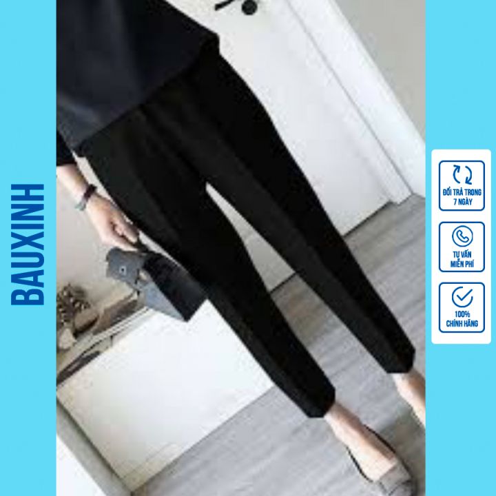 Quần bầu chất Nỉ - Quần baggy bầu dáng bo chân thời trang