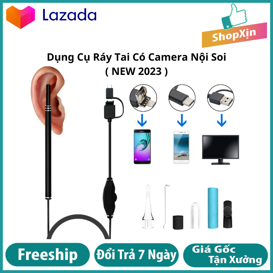 Camera nội soi ráy tai Android 5.5mm dài 1m , chống nước camera soi tai lấy ráy - máy lấy ráy tai - dụng cụ soi tai lấy ráy cao cấp, Camera Nội Soi Tai, Mũi, Họng Siêu Nét Kết Nối Điện Thoại.