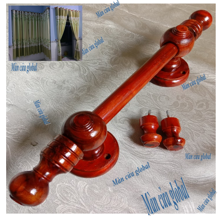 Thanh treo rèm màn cửa gỗ 1M đến 1.9M đã kèm phụ kiện