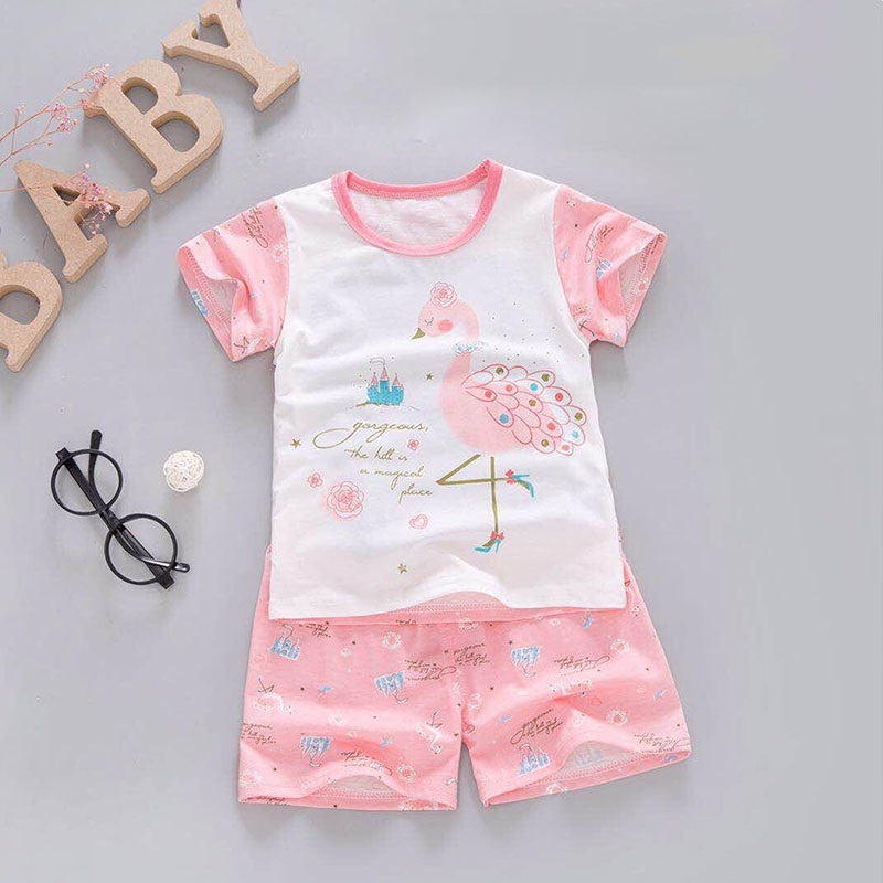 (Mẫu 2) Bộ quần áo xuất Hàn cho bé gái, Đồ bộ cho bé gái mặc ngày hè đi học và đi chơi (4 tuổi - 7 tuổi)