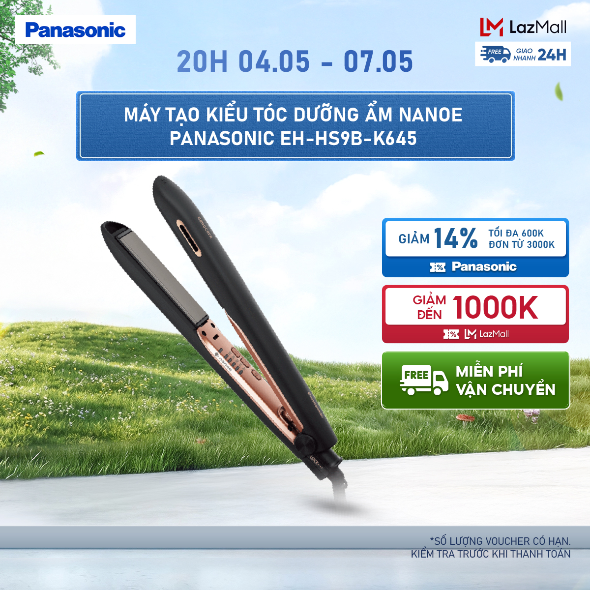 [Chính hãng] Máy tạo kiểu tóc dưỡng ẩm Nanoe Panasonic EH-HS9B-K645 - Cải thiện khô xơ tóc, tạo kiểu nhanh chóng  giữ nếp lâu chuẩn salon