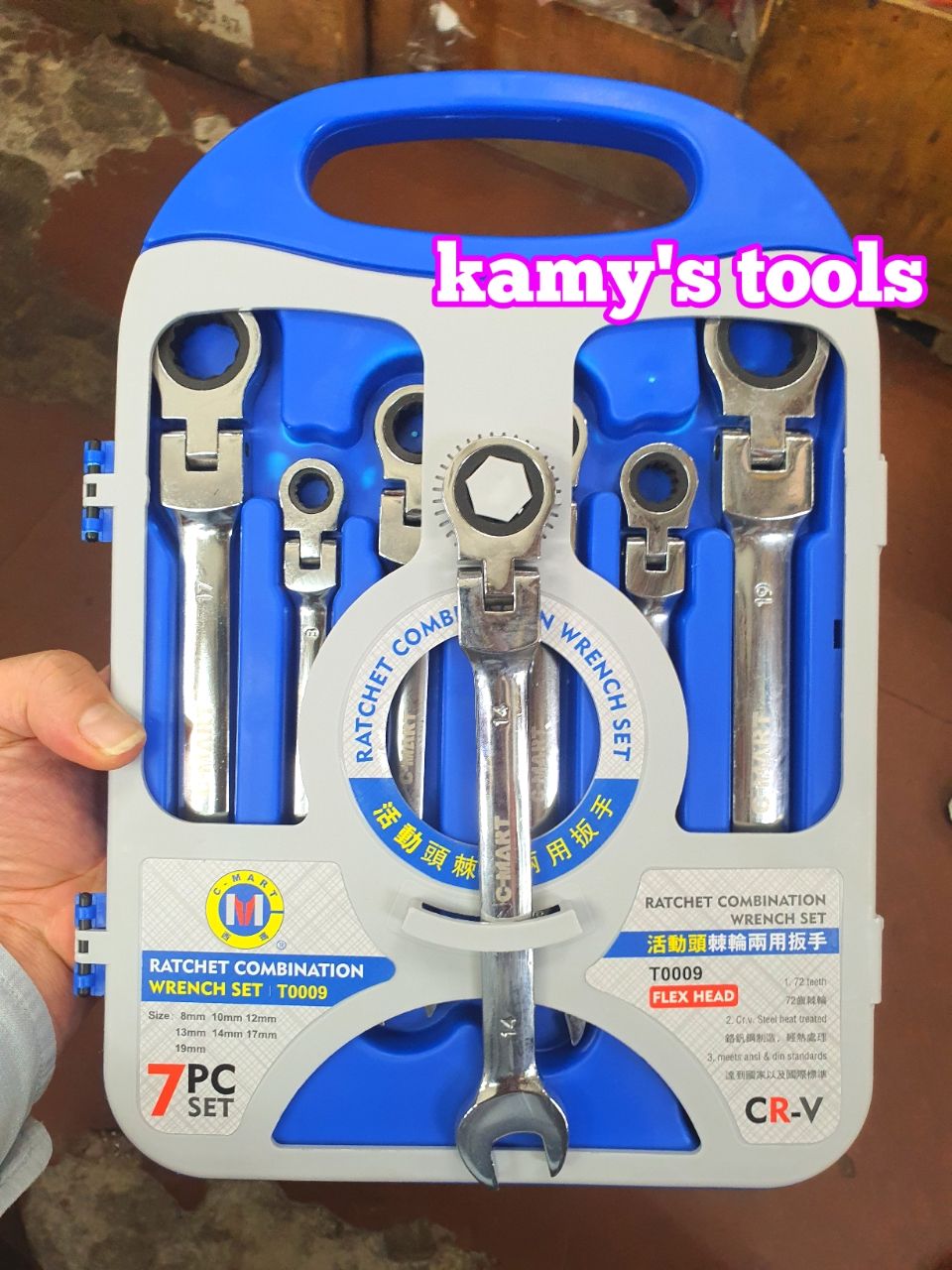 Bộ 7 cờ lê gật gù tự động chính hãng c-mart t0009, cờ lê tự động lắc léo