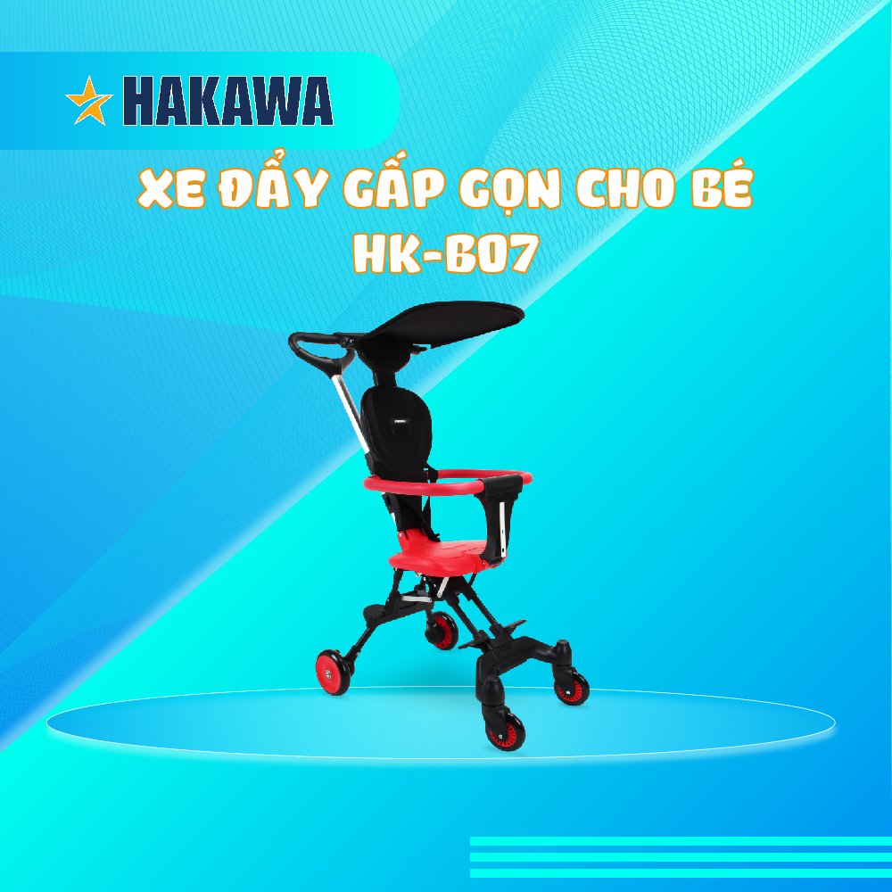 XE ĐẨY EM BÉ GẤP GỌN 2 CHIỀU HAKAWA HK-B07 DỄ DÀNG MANG ĐI MỌI NƠI - HÀNG CHÍNH HÃNG - BẢO HÀNH 3 NĂM