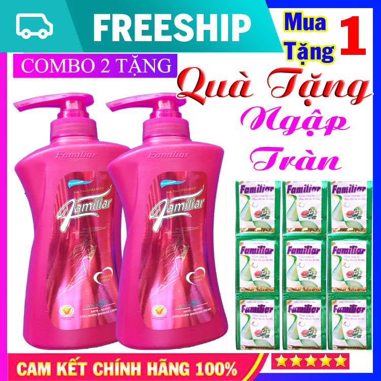 Combo 2 Chai Sữa Tắm Collagen Familiar 550ml [TẶNG NGAY] 1 Dây Dầu Gội Familiar 12 gói