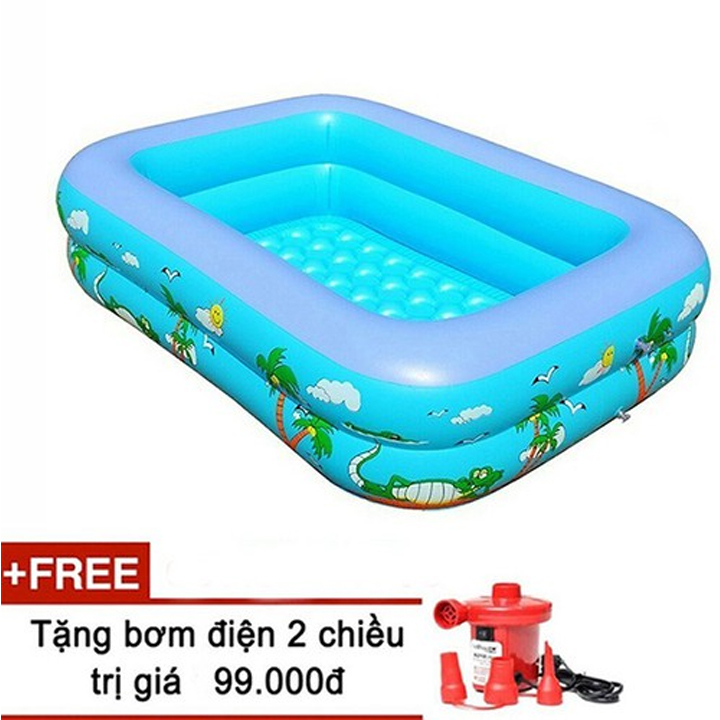 [ Tặng bơm điện 2 chiều ] Bể Bơi Cho Trẻ 2 Tầng Kích Thước 120CM LOẠI DÀY -Hồ Bơi Cho Bé Chất Lượng Cao -Bể phao 1m20 loại dày kèm bơm điện  - bể bơi cho bé tắm, chơi bóng, chơi cát nặn