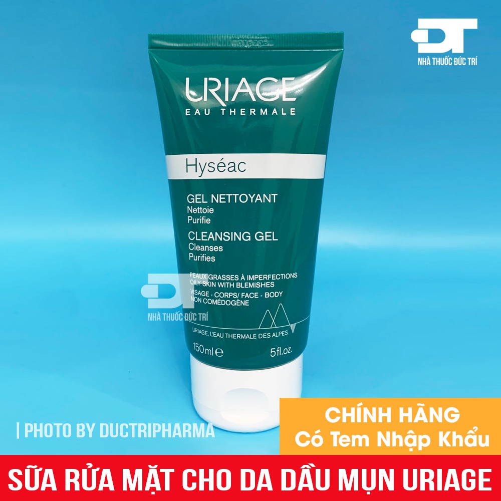 Sữa rửa mặt uriage cho da dầu mụn, da hỗn hợp uriage hyseac gel nettoyant cleansing gel 150ml