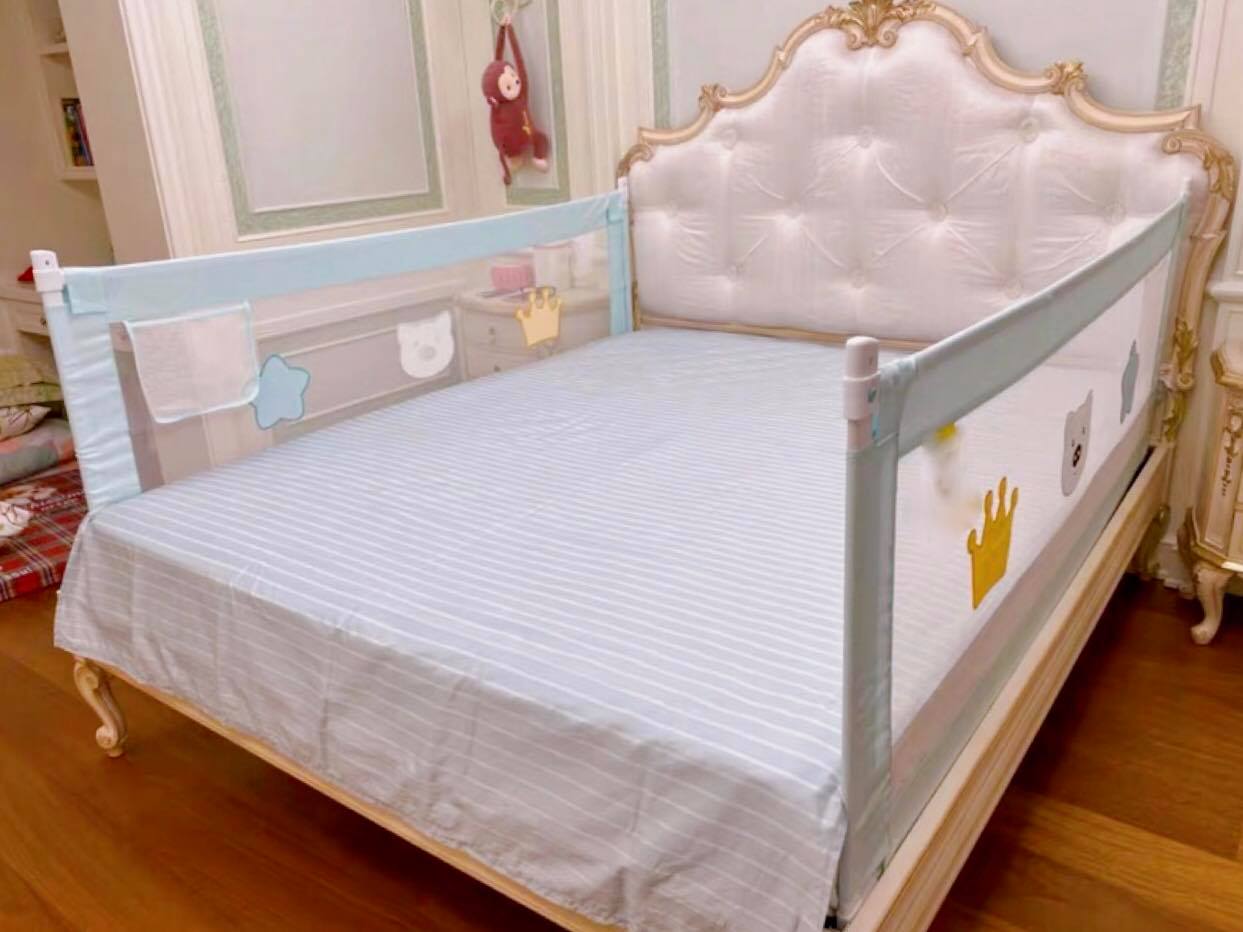 THANH CHẮN GIƯỜNG BABY SMILES CAO CẤP HOẠ TIẾT 3D MÀU XANH MINT (1m8)