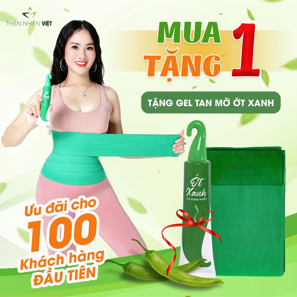 Đai sợi nhiệt nịt bụng dưới,siết eo sau sinh giảm mỡ, kem tan mỡ ớt xanh thiên nhiên việt