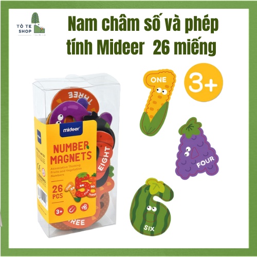 [Chính Hãng] Bộ số và phép tính nam châm Mideer, Number Magnets gồm 26 miếng, đồ chơi nam châm học số và phép tính