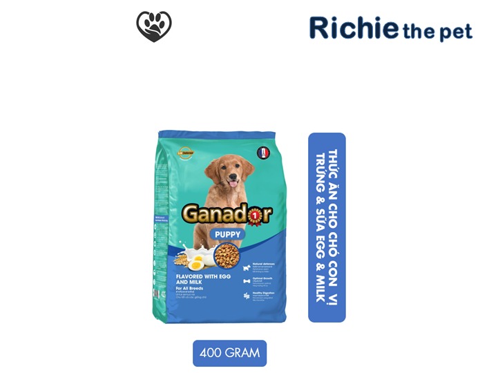 [HCM]Thức ăn cho chó con vị trứng & sữa Ganador flavored with egg and milk 400gram