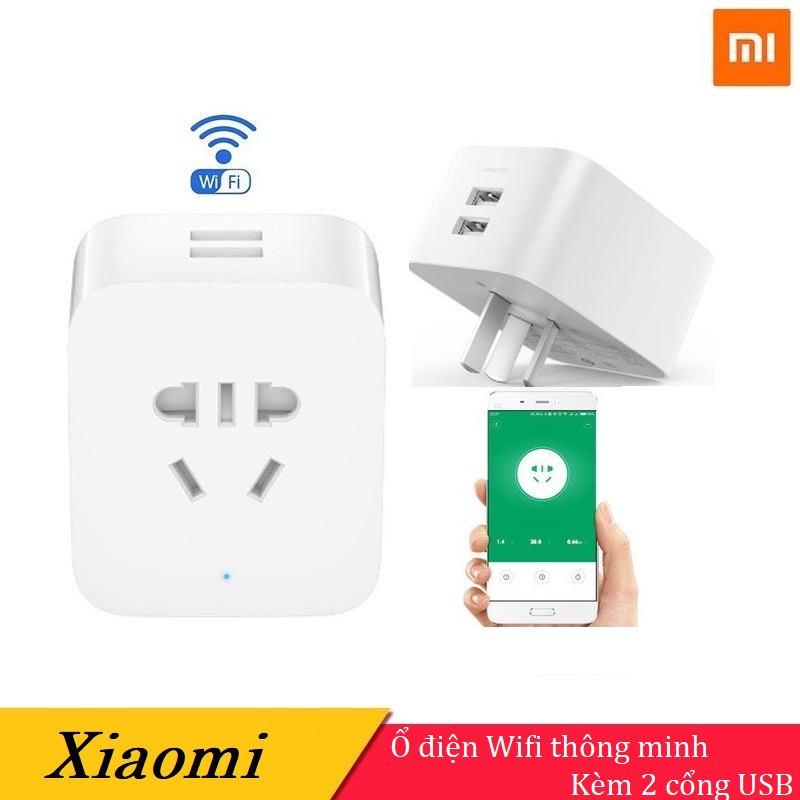 Ổ cắm điện thông minh Xiaomi power socket kết nối wifi 2 cổng USB -Bảo Hành 06 Tháng
