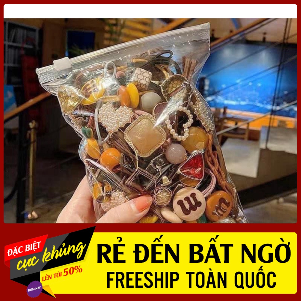 Bịch 50 dây cột tóc nhiều hình phong cách vintage hàn quốc siêu xinh