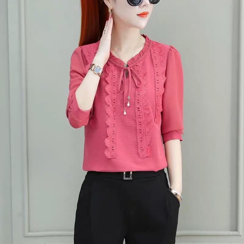 [HCM]Áo kiểu nữ cổ bèo phối ren cực đẹp cực sang cho phái đẹp