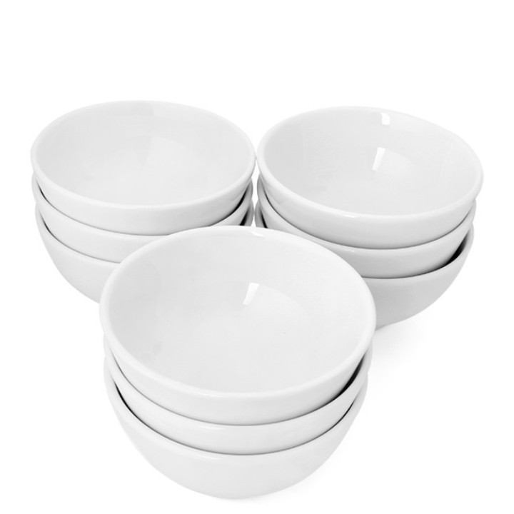 Set 10 chén cơm sứ trắng trơn