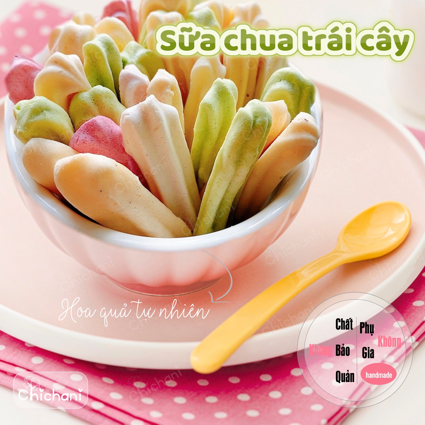 Bánh sữa chua ăn dặm Chichani vị trái cây tự nhiên dạng thanh mềm tan trong miệng bé Hộp TO 60 gam