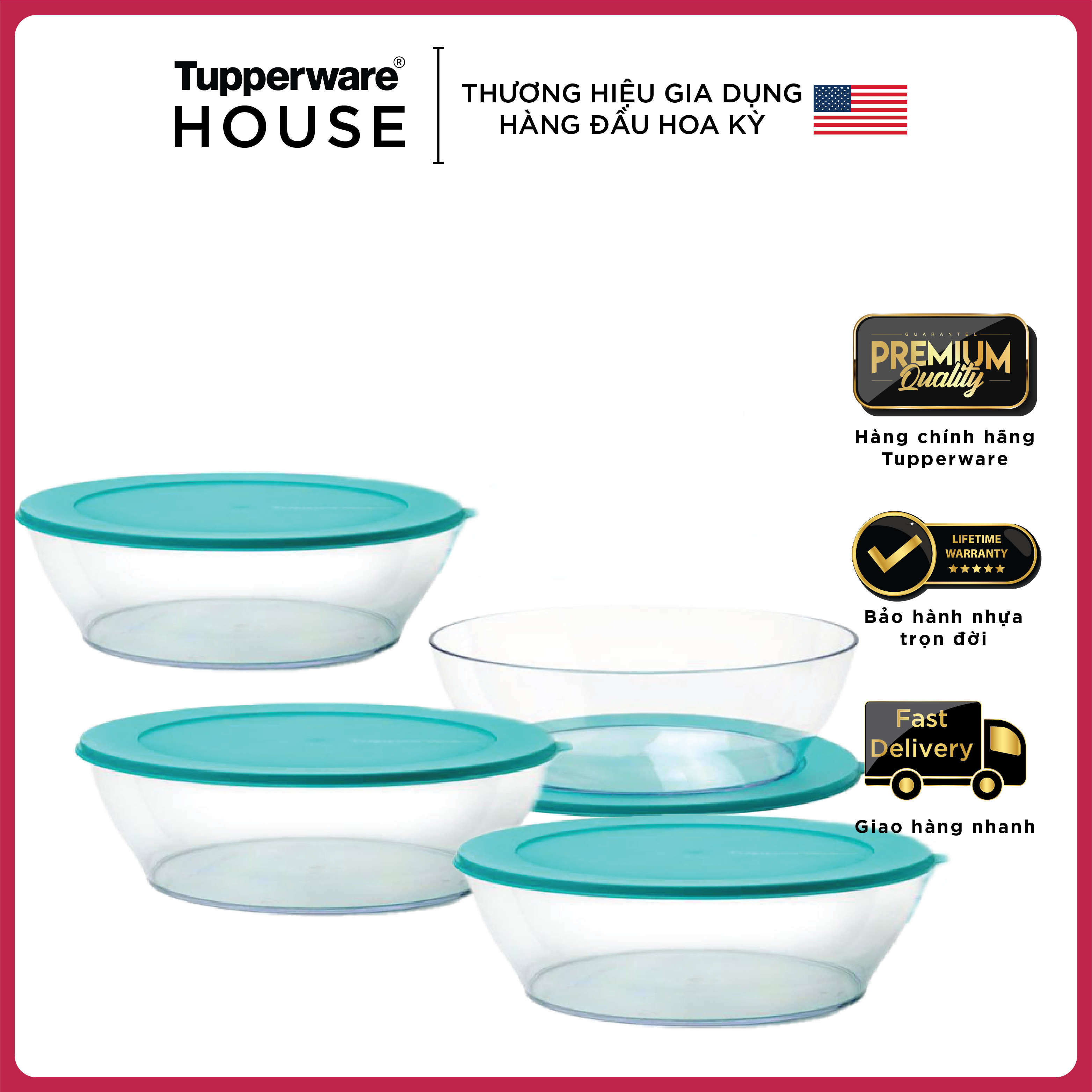 Bộ hộp bảo quản thực phẩm Clear Bowl 750ml