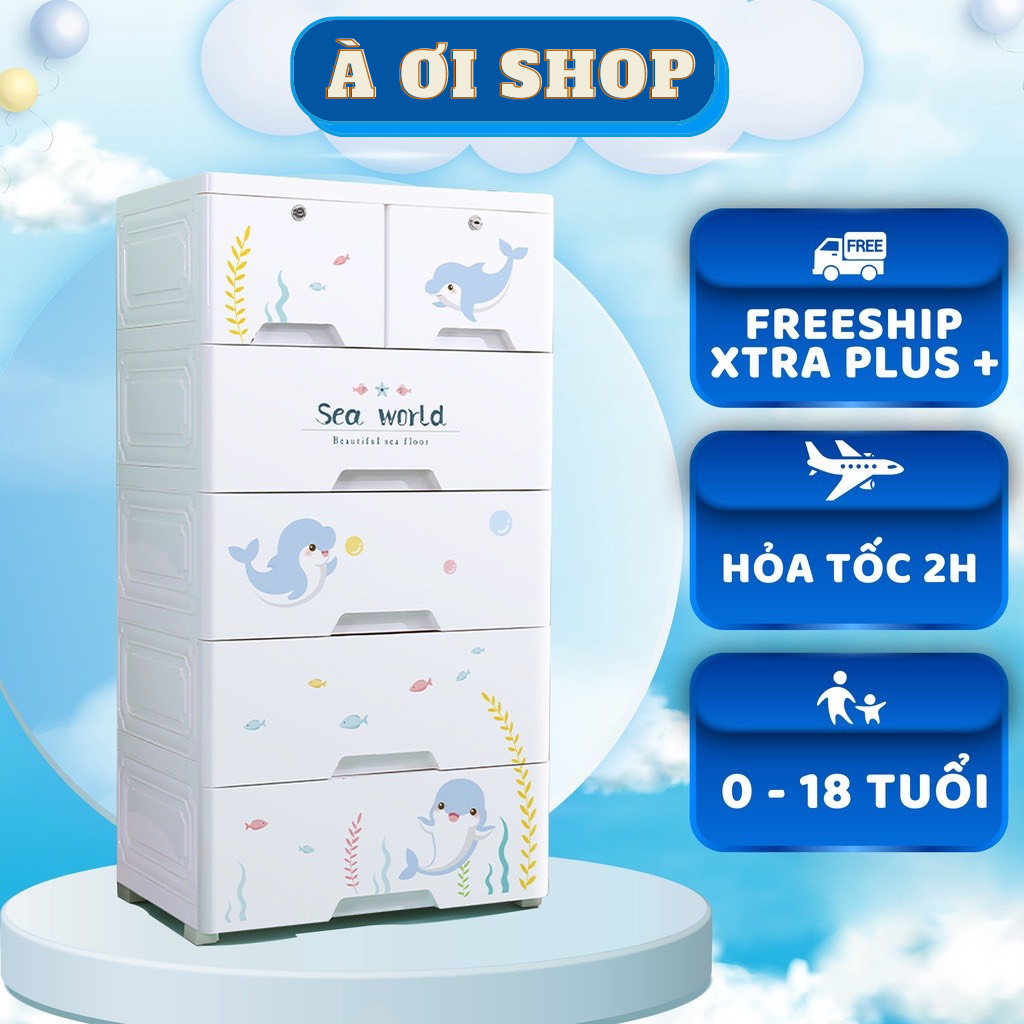 Tủ đựng đồ cho bé tiện lợi xinh xắn v-baby, nhựa pp an toàn, chắc chắn, tủ nhựa 4 tầng, 5 tầng họa tiết cá heo