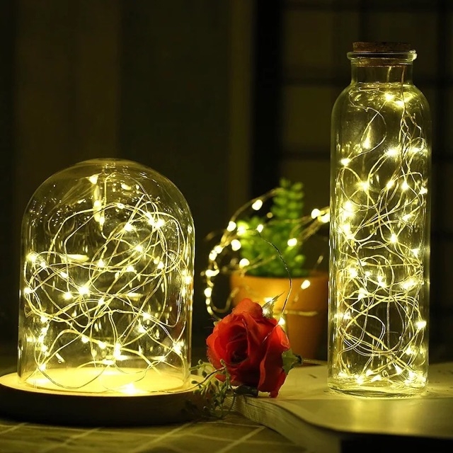 [HCM] Đèn Led Không Chớp Nháy Xài Pin Dài 3M 30 Bóng Đèn Led Fairy Light Decor Trang Trí Mô Hình