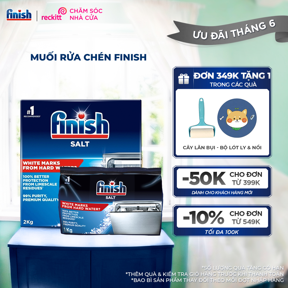[Chọn Loại] Muối Rửa Chén Finish Salt Dành Cho Máy Rửa Chén 1KG 2KG